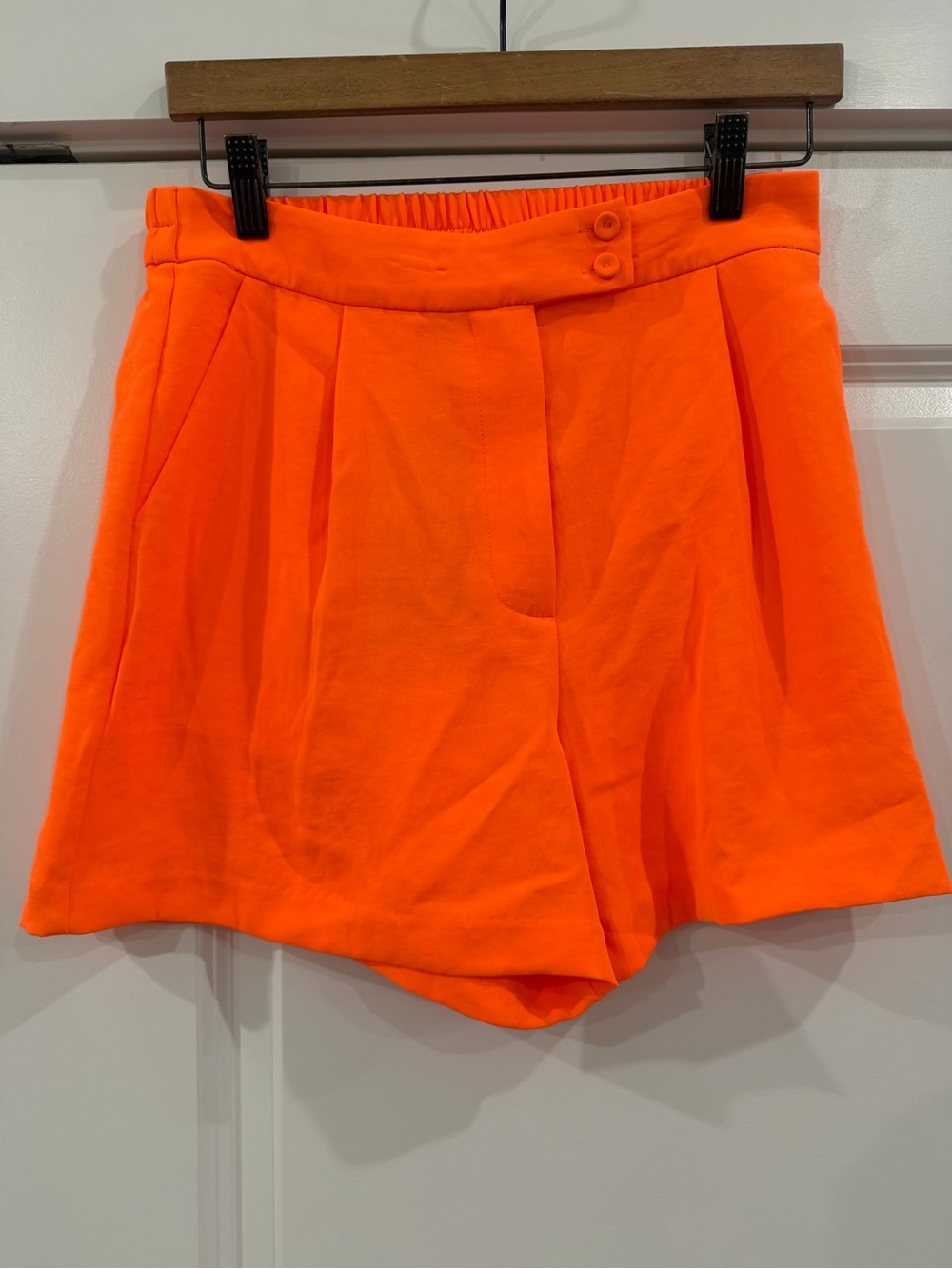 Skies are Blue High-Waist Orange Women’s Pleated Shorts